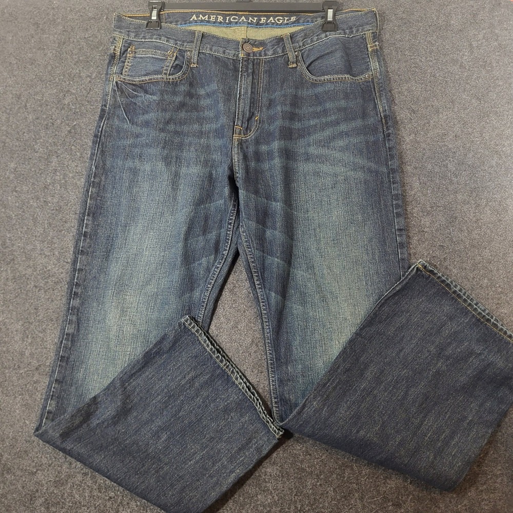 American Eagle Relaxed Original Boot Jeans Mens Dark Wash Blue Denim 36x32